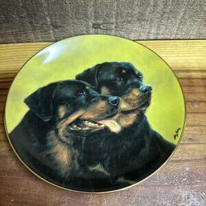 Rottweiler Dog Plate by Danbury Mint Perfect Pair